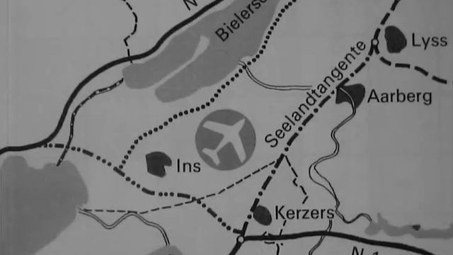 La carte du projet d'aéroport du Grand-Marais dans le Seeland. [RTS]