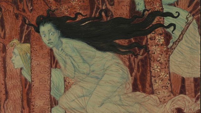 "Trois femmes et trois loups", aquarelle d'Eugène Grasset, vers 1900. La sorcière est une femme puissante, sans enfants ou guérisseuse. Et indépendante. C'est cette indépendance que les hommes ont persécutée.