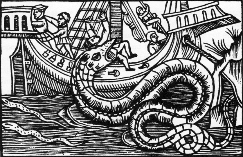 Serpent de mer issu d'un livre d'Olaus Magnus datant de 1555.