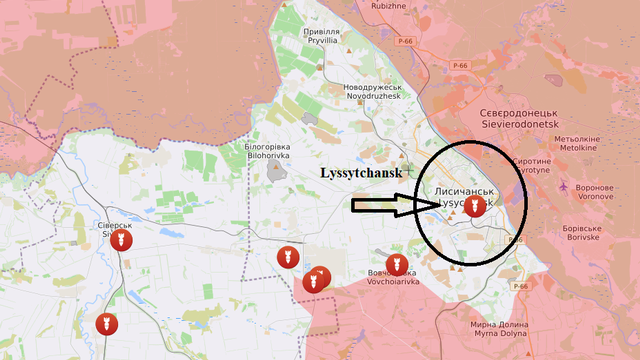 Les forces russes et les séparatistes se rapprochent de l'encerclement à Lyssytchansk. [liveuamap - RTS]