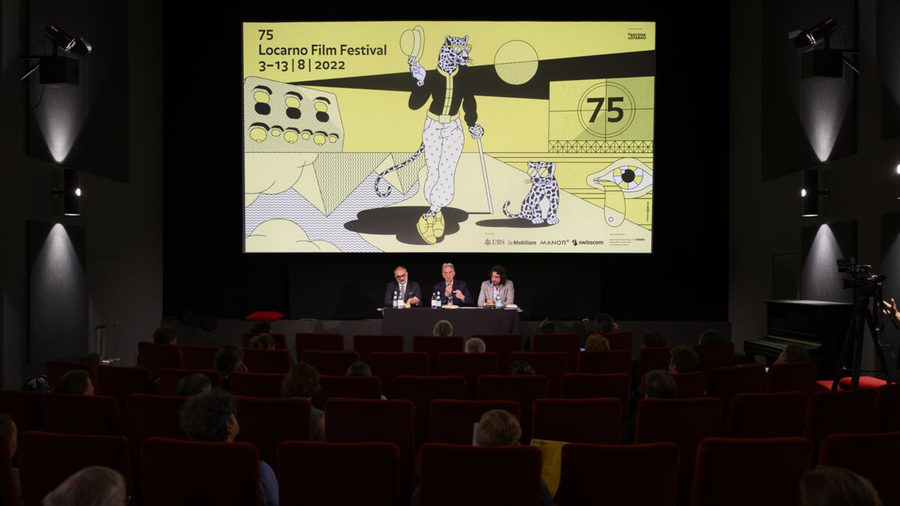 L'affiche du 75e Festival du Film de Locarno a été présentée mercredi 06.07.2022 à Berne. [Anthony Anex - Keystone]