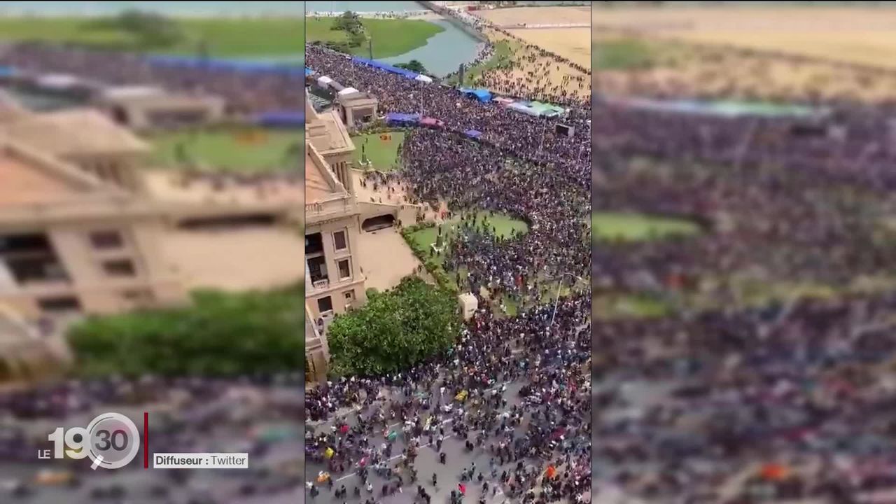 Sri Lanka: Le palais présidentiel pris d’assaut par une foule immense quelques minutes après la fuite du président Rajapaksa [RTS]