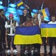 Le Kalush Orchestra ukrainien lors de la finale de l'Eurovision à Turin, 14.05.2022. [Luca Bruno - Keystone/AP]