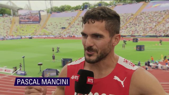 Athlétisme, 100m : Pascal Mancini (SUI) au micro de la RTS après sa qualification pour les demi-finales [RTS]