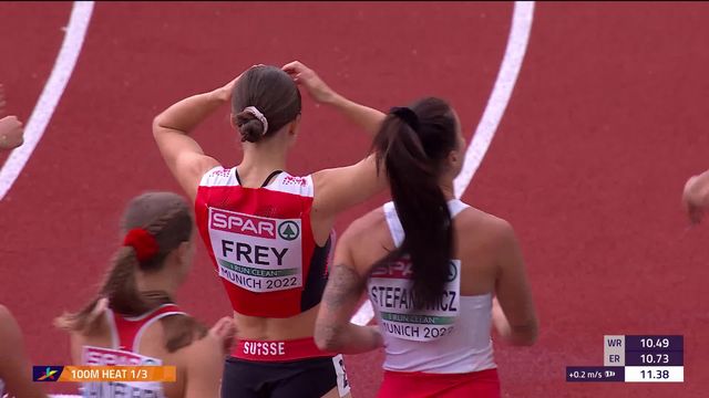 Athlétisme, 100m : Géraldine Frey (SUI) termine 3e de sa série et se qualifie [RTS]