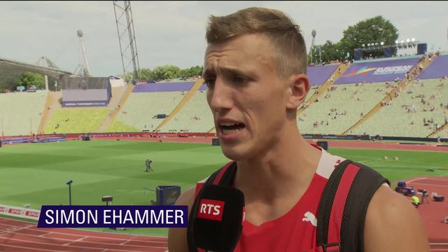 Athlétisme, décathlon : Simon Ehammer (SUI), en tête après trois épreuves, à l’interview [RTS]