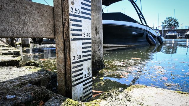 Le lac de Constance souffre de la sécheresse, le 10 août 2022. [Felix Kästle - Keystone]