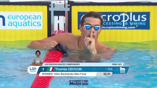 Rome (ITA): 100m dos, finale messieurs: Mityukov (SUI) une nouvelle fois 4e, victoire de Ceccon (ITA) [RTS]