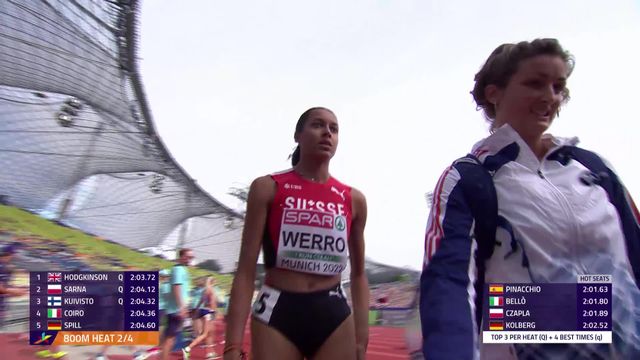Athlétisme, 800m dames, séries: Audrey Werro (SUI) 6e et éliminée [RTS]
