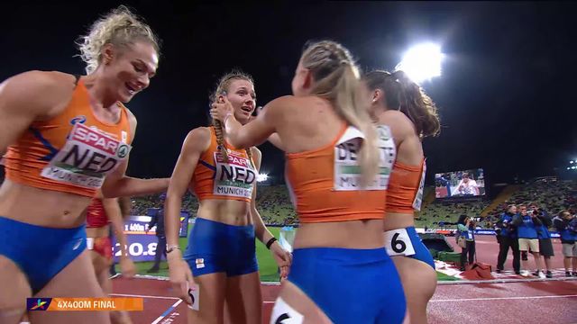 Athlétisme, 4 x 400m dames: les Néerlandaises remportent l'or, les Suissesses terminent 7e [RTS]