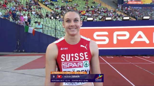 Athlétisme, 100m haies dames, demi-finale: Noemi Zbaren (SUI) termine 4e [RTS]