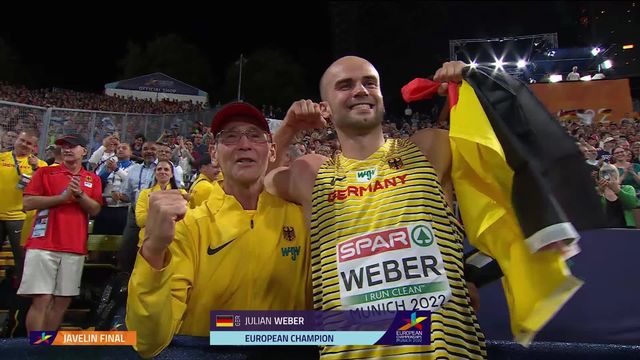 Athlétisme, lancer de javelot messieurs: Weber (GER) s'adjuge le titre européen [RTS]