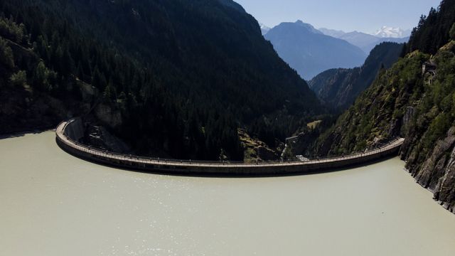 Le barrage de Gebidem entre Riederalp et Naters (VS). [Jean-Christophe Bott - Keystone]
