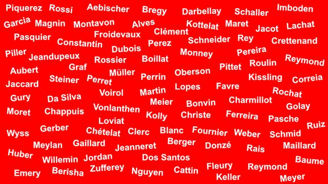 Un demi-million de noms de famille sont répertoriés en Suisse. [RTS]