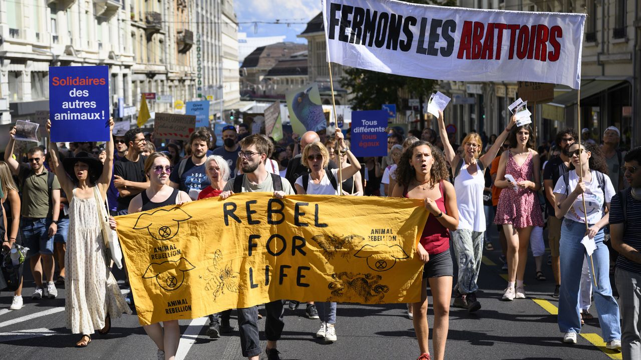 Entre 250 et 300 antispécistes manifestent à Lausanne. [Laurent Gillieron - Keysonte]