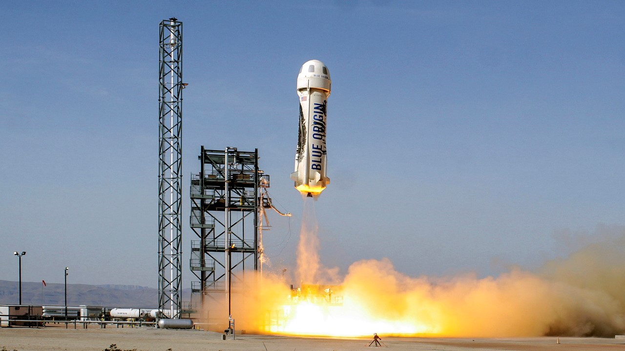Launch of a new Blue Origin Shepard-type rocket on June 19, 2016 [Blue Origin/Wikipedia]