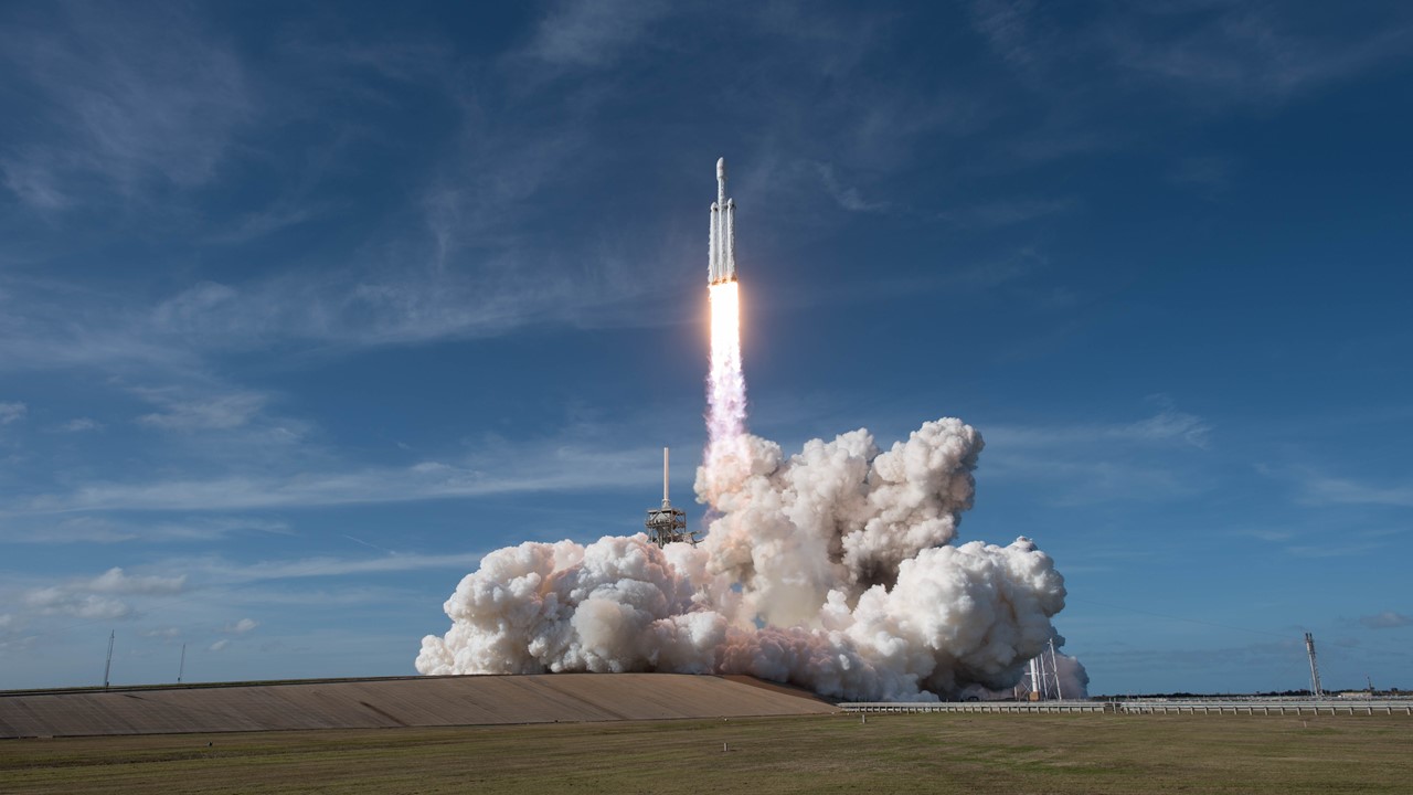 Launching a SpaceX Falcon 9 rocket [SpaceX/Wikipedia]