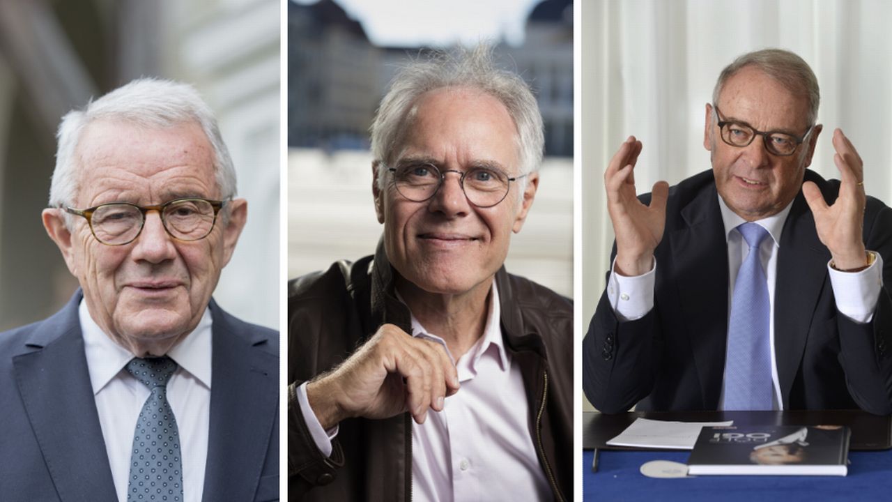 Trois ex-conseillers fédéraux critiquent l'arrêt des négociations avec l'UE. [KEYSTONE]