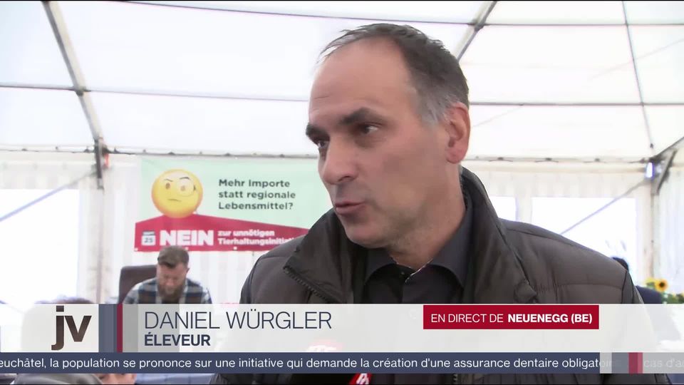 Daniel Würgler, éleveur, se dit soulagé après le non à l'initiative sur l'élevage intensif [RTS]