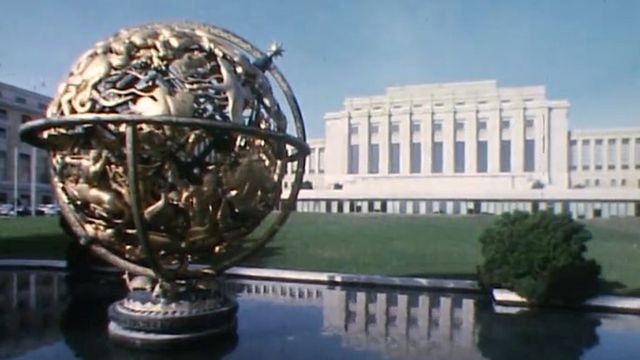 Le Palais des Nations Unies à Genève en 1972. [RTS]