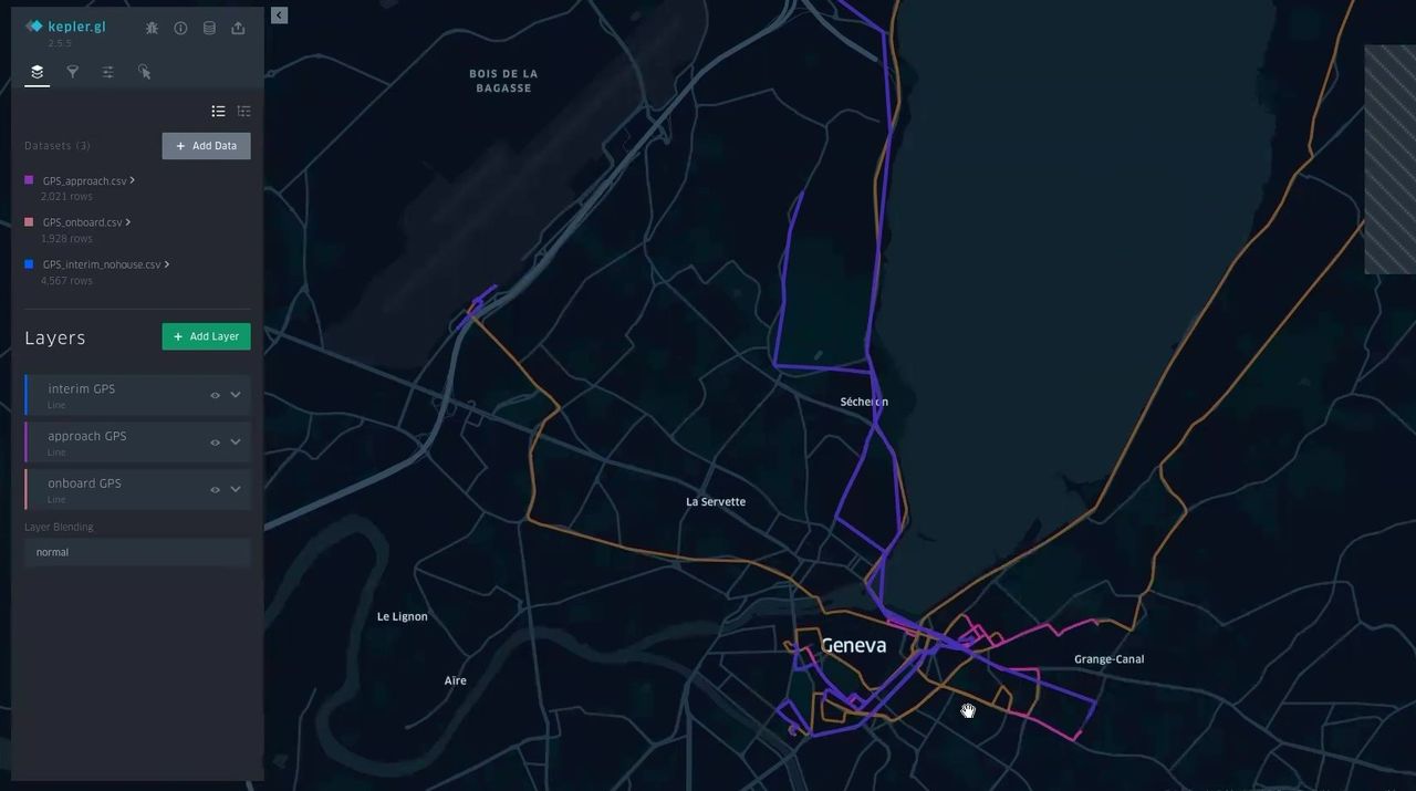 Carte montrant le parcours d'un chauffeur Uber à Genève. [DR]