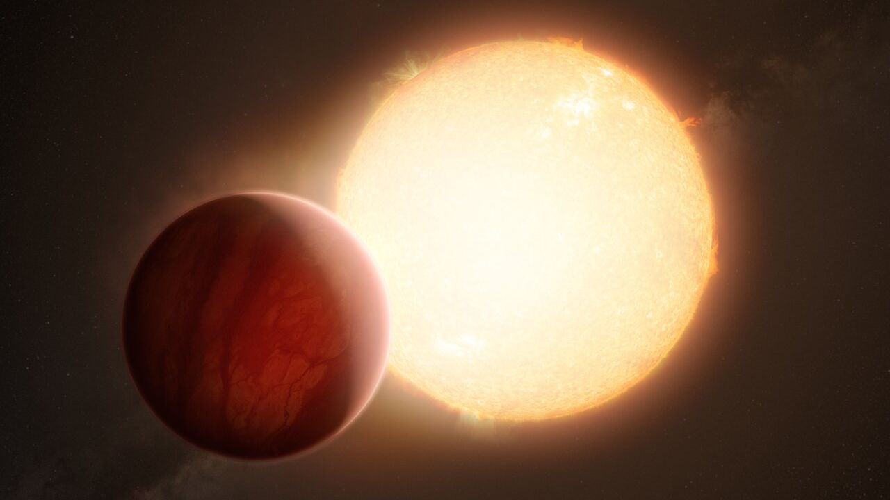 Grâce à l'instrument ESPRESSO du Very Large Telescope de l'ESO, les astronomes ont découvert l'élément le plus lourd à ce jour dans l'atmosphère d'une exoplanète, le baryum, dans les deux Jupiters ultra chauds WASP-76 b et WASP-121 b (illustration d'artiste). [M. Kornmesser - ESO]