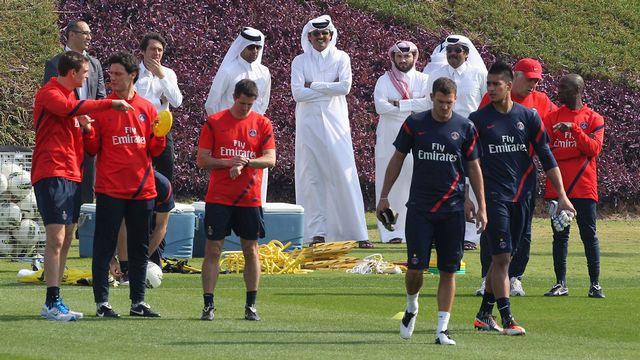 Le prince Al Thani lors d'un entraînement à l'Aspire Academy, à Doha, en janvier 2012. [Mohammed Dabbous - Reuters]