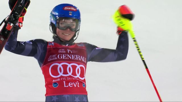 Levi (FIN), slalom dames, 2e manche: Mikaela Shiffrin (USA) [RTS]