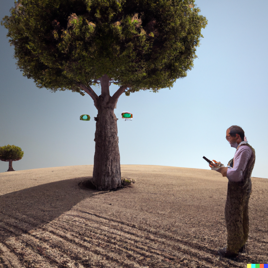 Trees send text messages, an illustration imagined by DALL·E, the artificial intelligence imager. [D.R.]
