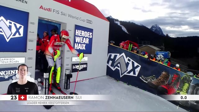 Garmisch (ALL), slalom messieurs, 1re manche: Ramon Zenhaeusern (SUI) [RTS]