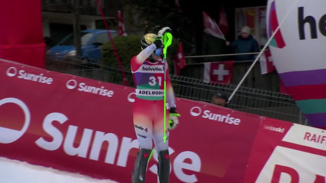 Adelboden (SUI), slalom messieurs, 1re manche: Tanguy Nef (SUI) [RTS]