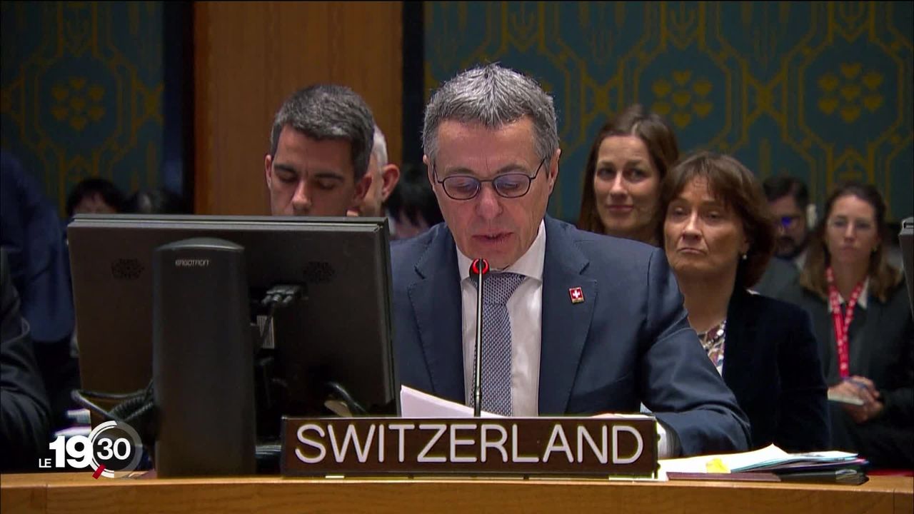 Le conseiller fédéral Ignazio Cassis représentait jeudi pour la première fois la Suisse au Conseil de sécurité de l'ONU [RTS]