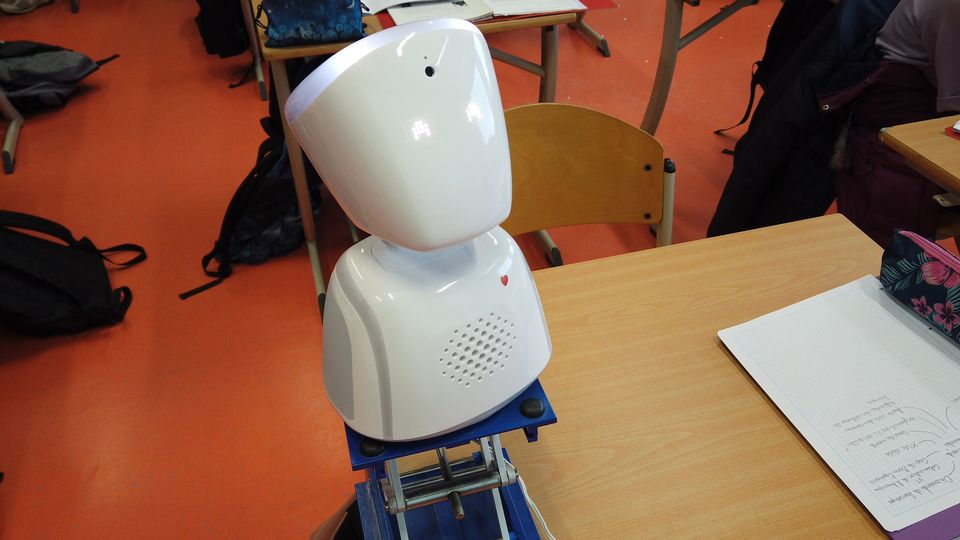 An AV1 robot, which allows a sick child to attend school remotely. [Mathieu Henderson - RTS]