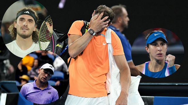 Rafael Nadal et Casper Ruud sont les principales victimes d'un tournoi qui perd ses têtes. Stefanos Tsitsipas, lui, assure. Belinda Bencic reste quant à elle aussi en course. [Keystone et Imago]