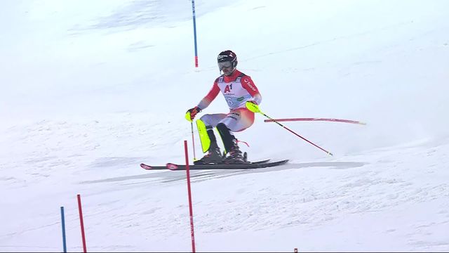 Schladming (AUT), slalom messieurs, 2e manche: Loïc Meillard (SUI) [RTS]