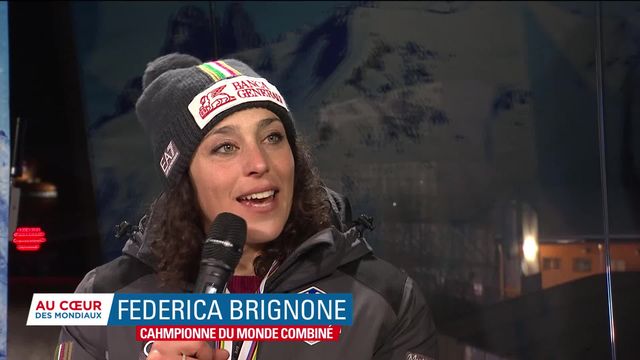 Interview de Federica Brignone (ITA), championne du monde du combiné [RTS]