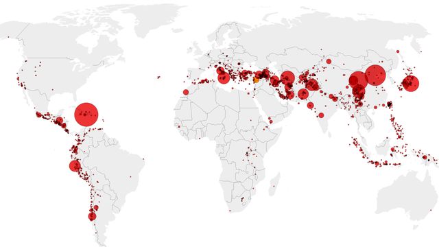 Les séismes meurtriers dans le monde depuis 1900. [RTS]