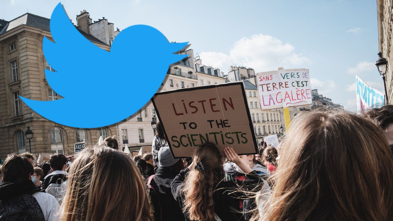 Le "climato-dénialisme" a un impact immense sur les échanges politiques sur Twitter. [Lucas Boirat - AFP (montage RTS Info)]