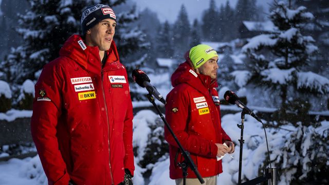 Ramon Zenhäusern et Daniel Yule sont les deux slalomeurs suisses en forme. [Jean-Christophe Bott - Keystone]