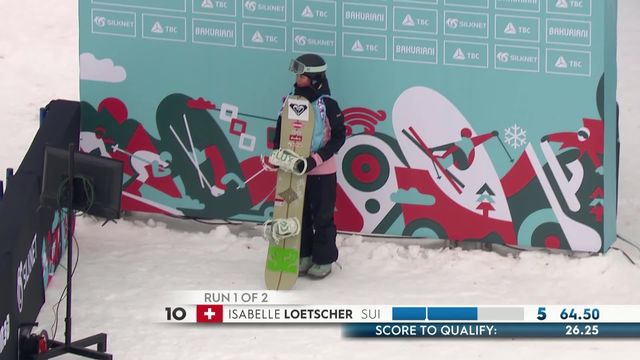 Bakuriani (GEO), snowboard halfpipe dames, qualifications: qualification acquise pour Isabelle Lötscher (SUI) [RTS]