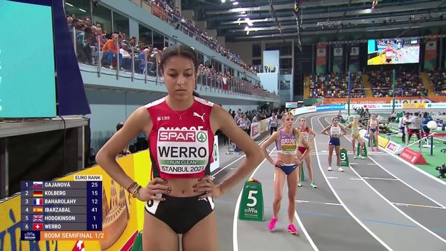 Istanbul (TUR), 800m dames, 1-2 finale: Audrey Werro (SUI) termine 2e et se qualifie pour la finale [RTS]