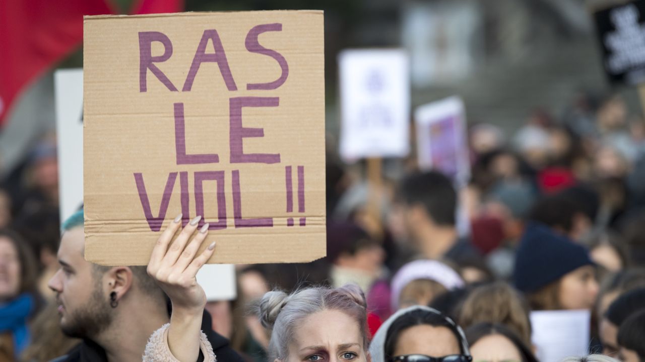 Manifestation contre les violences sexuelles à Genève le 8 mai 2021. [Laurent Gilliéron - Keystone]