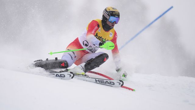 Tanguy Nef ici en action lors d'un slalom Coupe du monde à Californie fin février. [Keystone]