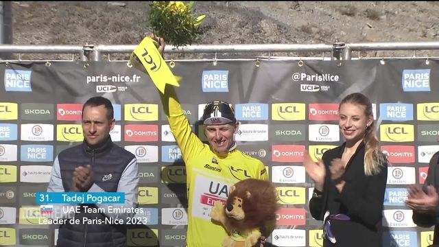 Cyclisme, Paris-Nice (FRA): Tadej Pogačar (SLO) gagne encore et conforte son maillot jaune [RTS]