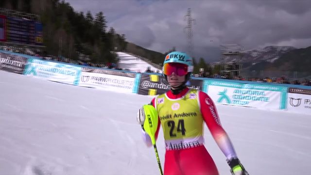 Soldeu (AND), slalom dames, 1re manche: Elena Stoffel 14e du premiers parcours [RTS]