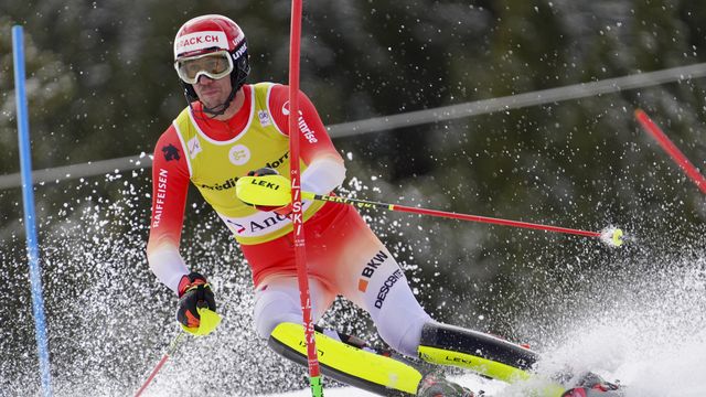 Ramon Zenhäusern remporte l'ultime slalom de la saison et signe sa 2e victoire de la saison. [Giovanni Zenoni - Keystone]
