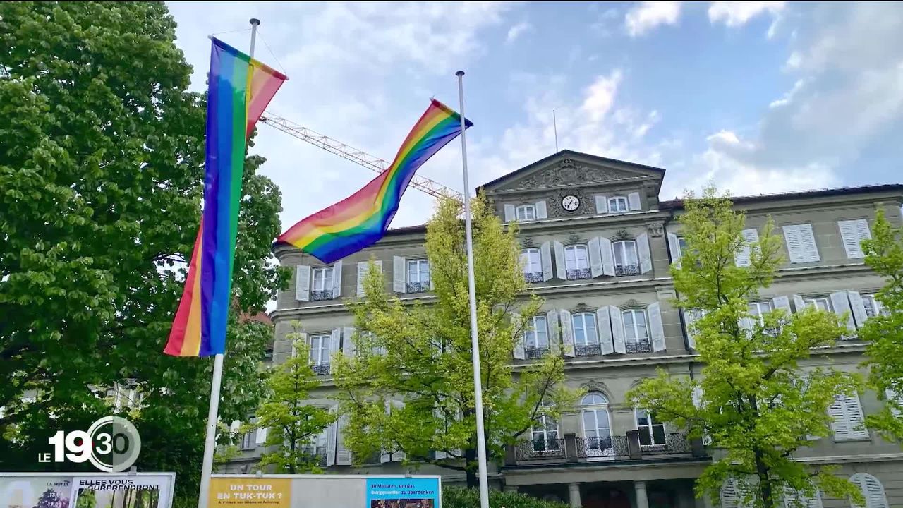Des drapeaux arc-en-ciel ont été brûlés la semaine dernière à Fribourg lors de la journée contre l'homophobie. [RTS]