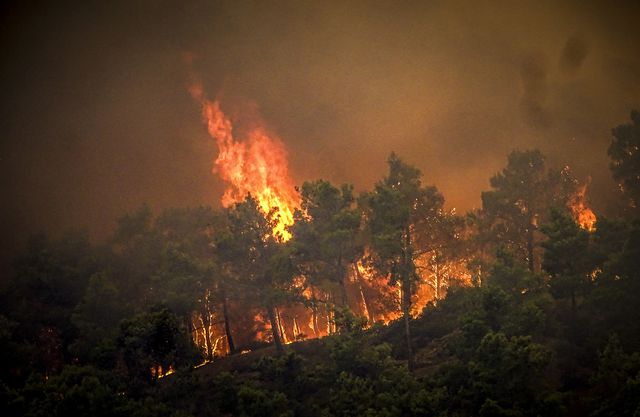 Five helicopters and 173 firefighters are involved in fighting the blaze in Rhodes. [Argyris Mantikos/Eurokinissi via AP - Keystone]