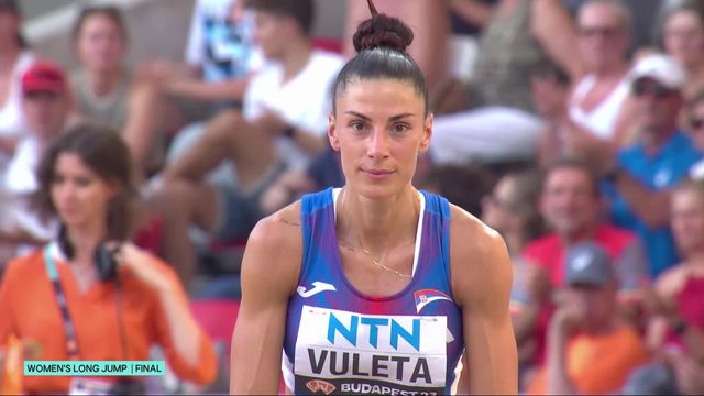 Athlétisme, saut en longueur dames, finale: Ivana Vuleta (SRB) décroche son premier titre de championne du monde en extérieur [RTS]