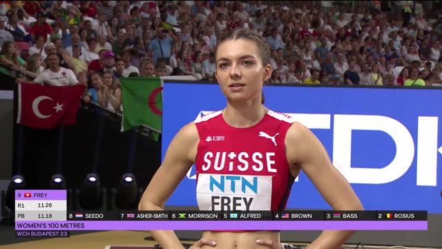 Budapest (HUN), 100m dames, demi-finale: Géraldine Frey (SUI) termine dernière de sa série et ne décroche pas son billet pour la finale [RTS]